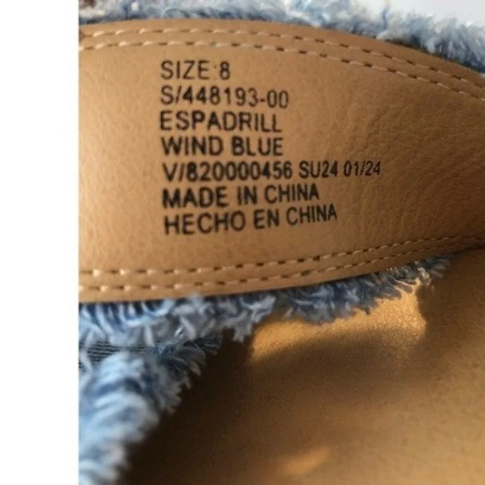 Gap Size‎ 8 Denim Espadrille Platform Slides Wind Blue Frayed Crisscross Sandals